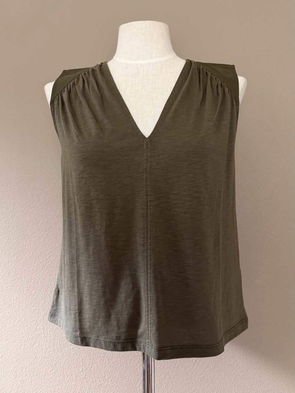 Nation Los Angeles Selma V Neck Tank - Olive Green
